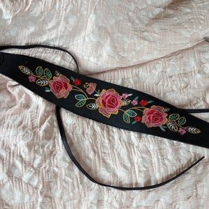 Floral Embroidered Black Belt